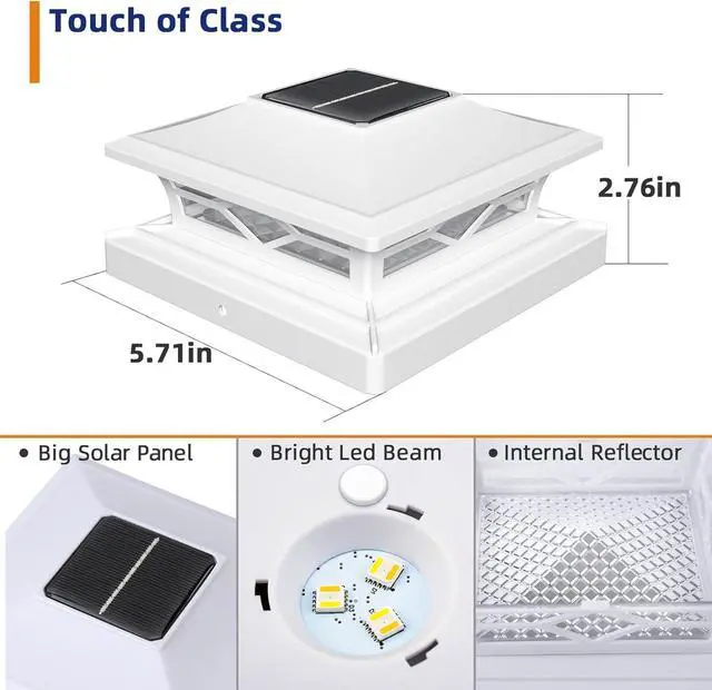 Alt view image 3 of 7 - APONUO 4x4 Post Solar Lights,Post Cap Lights Solar Powered with 4 Lighting Modes,Fence Light Solar Powered Outdoor for Fence Deck Posts 4x4 6x6 Wood&4X4 5X5 Vinyl,White,8 Pack