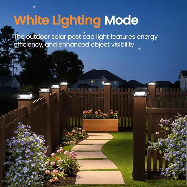 Alt view image 5 of 7 - APONUO Solar Post Cap Lights, 2 Lighting Modes 16 LEDs Fence Post Solar Lights for 4x4 5x5 6x6 Wooden/Vinyl Posts, Outdoor Waterproof Deck Posts Light Solar Powered for Fence Deck Patio, Black 6 Packs