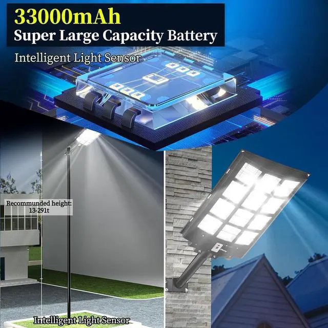 Alt view image 3 of 7 - Ofuray Of-5600W Solar Street Lights Outdoor,560000Lm Solar Security Flood Lights Parking Lot Lights Commercial Dusk to Dawn, 6500k Waterproof Led with Remote Control Motion for Street,Court,Barn
