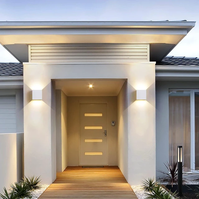Alt view image 2 of 7 - 12W 4Pack Outdoor Wall Lights Exterior/Interior,LED White Outdoor Wall Sconces Light Fixtures Modern,IP65 Waterproof Square Aluminum Wall Lamps, Up and Down Lights 4500K Natural Lights