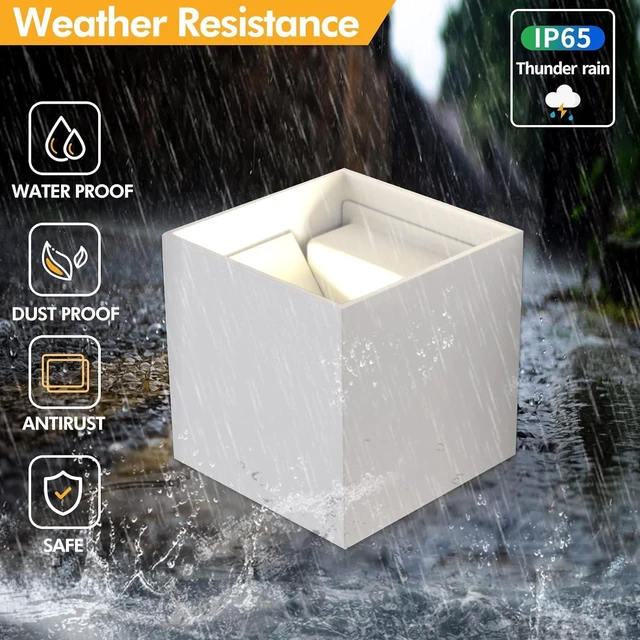 Alt view image 5 of 7 - 12W 4Pack Outdoor Wall Lights Exterior/Interior,LED White Outdoor Wall Sconces Light Fixtures Modern,IP65 Waterproof Square Aluminum Wall Lamps, Up and Down Lights 4500K Natural Lights