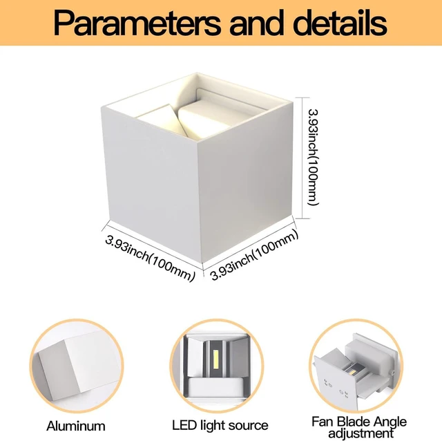 Alt view image 6 of 7 - 12W 4Pack Outdoor Wall Lights Exterior/Interior,LED White Outdoor Wall Sconces Light Fixtures Modern,IP65 Waterproof Square Aluminum Wall Lamps, Up and Down Lights 4500K Natural Lights