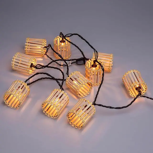 Alt view image 7 of 7 - Outdoor-String-Lights-Waterproof, Bamboo Lantern String Lights for Patio, Garden, Porch, Balcony, Gazebo Decorative (Bamboo)