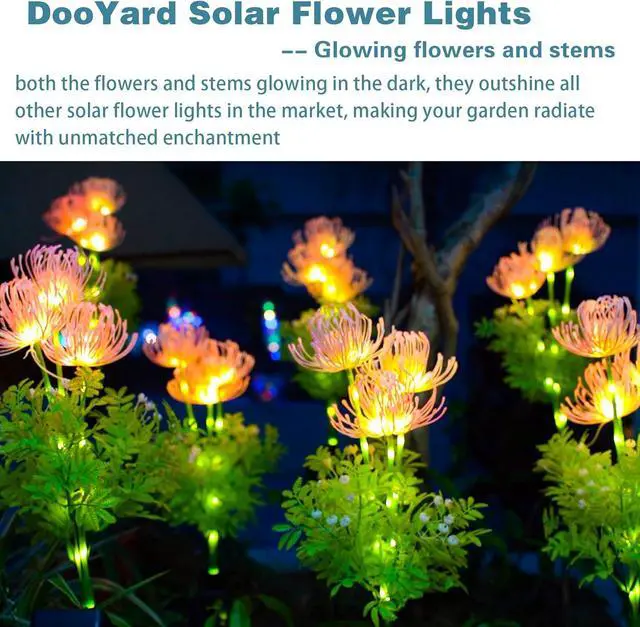 Alt view image 3 of 6 - Solar Garden Lights, Solar Flowers Lights with Glowing Flowers & Stems, Upgraded Solar Panel, Outdoor Lights for Garden Decoration,Yard Decor and Gift for Mother (4 Pack)