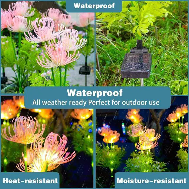 Alt view image 4 of 6 - Solar Garden Lights, Solar Flowers Lights with Glowing Flowers & Stems, Upgraded Solar Panel, Outdoor Lights for Garden Decoration,Yard Decor and Gift for Mother (4 Pack)