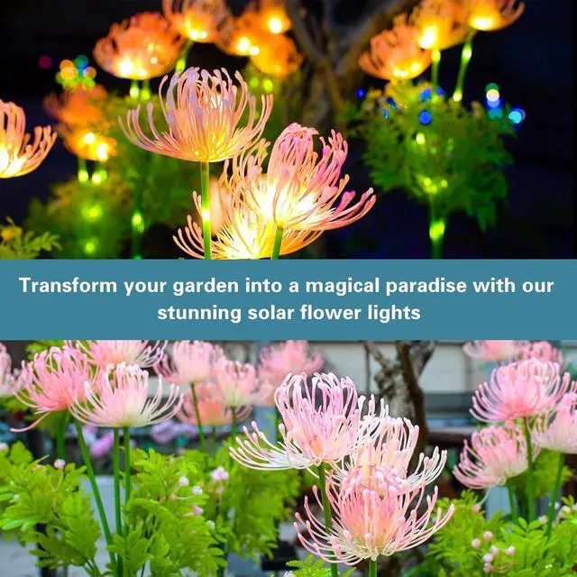 Alt view image 6 of 6 - Solar Garden Lights, Solar Flowers Lights with Glowing Flowers & Stems, Upgraded Solar Panel, Outdoor Lights for Garden Decoration,Yard Decor and Gift for Mother (4 Pack)