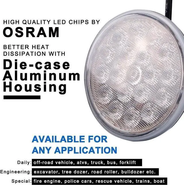 Alt view image 4 of 6 - PAR36 LED Xenon White 6000K(Eq 100W Incandescent Iamp) Multipurpose Tractor Light Farming Industrial Offroad Lamp Outdoor Incandescent Landscape Lighting(Flood-Pigtail Terminal)