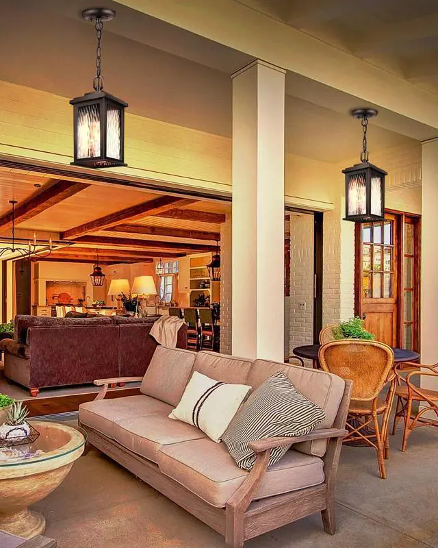 Alt view image 4 of 7 - VIANlS Oil Rubbed Bronze Outdoor Pendant Light, 1 Pack Outdoor Chandelier for Porch, Hanging Outside Lights Lantern with Adjustable Chain, Anti-Rust ORB Porch Lights Exterior Ceiling Fixtures