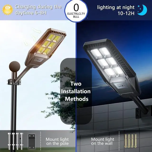 Alt view image 3 of 7 - TENKOO Solar Street Light Outdoor 25000LM Motion Sensor Lamp Waterproof IP66 Security Powered for Dusk Dawn Court and Parking Lot Solar Flood Lights Commercial Streetlight