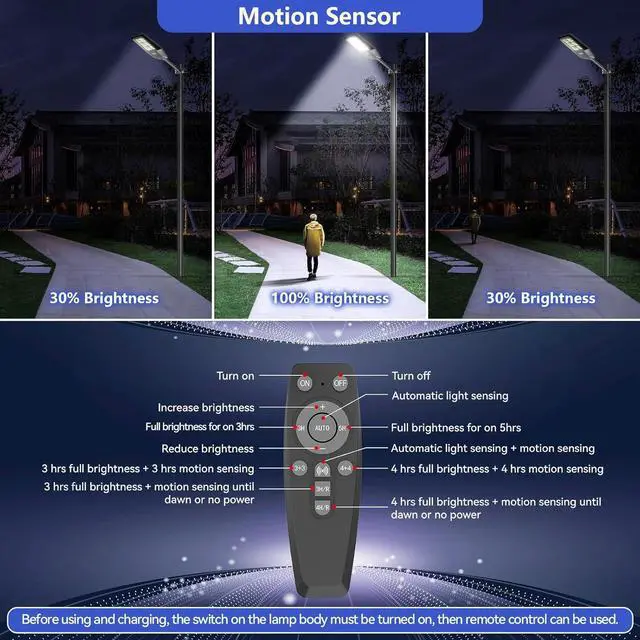 Alt view image 6 of 7 - TENKOO Solar Street Light Outdoor 25000LM Motion Sensor Lamp Waterproof IP66 Security Powered for Dusk Dawn Court and Parking Lot Solar Flood Lights Commercial Streetlight
