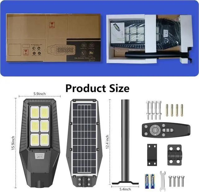 Alt view image 7 of 7 - TENKOO Solar Street Light Outdoor 25000LM Motion Sensor Lamp Waterproof IP66 Security Powered for Dusk Dawn Court and Parking Lot Solar Flood Lights Commercial Streetlight
