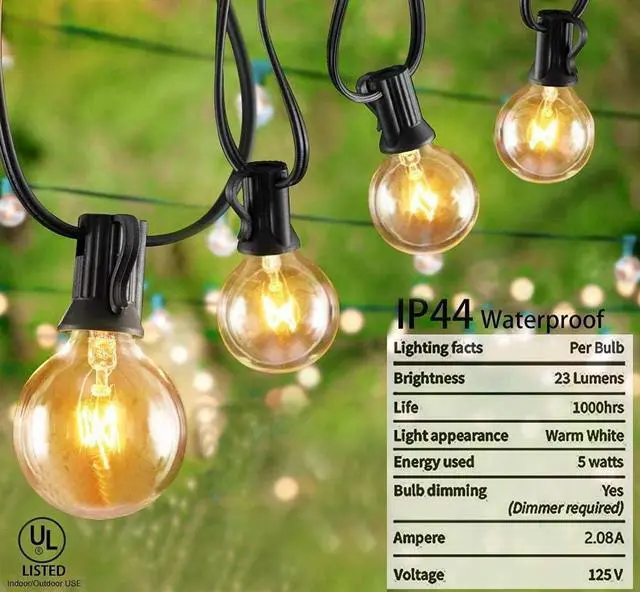 Alt view image 3 of 6 - Outdoor String Lights 75Ft G40 UL Listed 80 Edison Bulbs (5 Spare) Globe String Lights Outside Lights Waterproof for Patio Balcony Porch Bistro Cafe Indoor Hanging Lights Christmas Party Decor