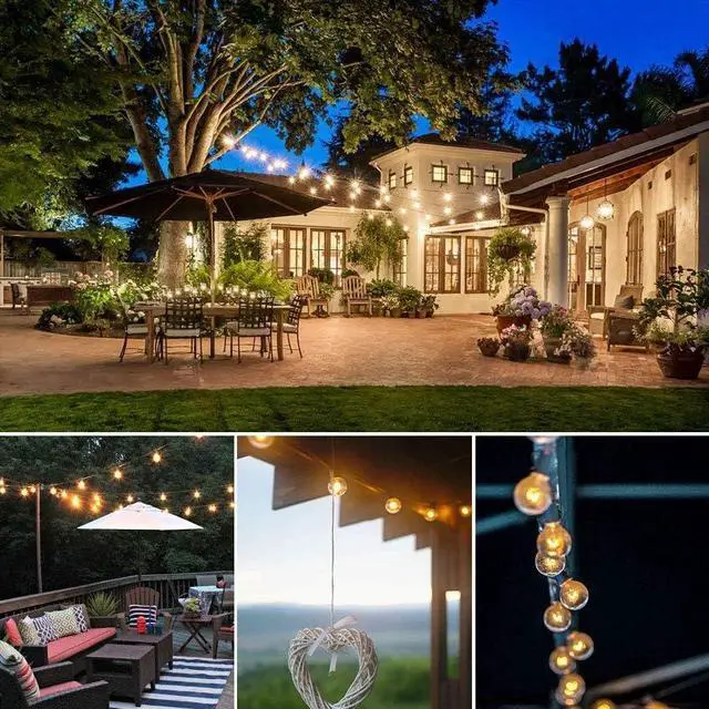 Alt view image 4 of 6 - Outdoor String Lights 75Ft G40 UL Listed 80 Edison Bulbs (5 Spare) Globe String Lights Outside Lights Waterproof for Patio Balcony Porch Bistro Cafe Indoor Hanging Lights Christmas Party Decor