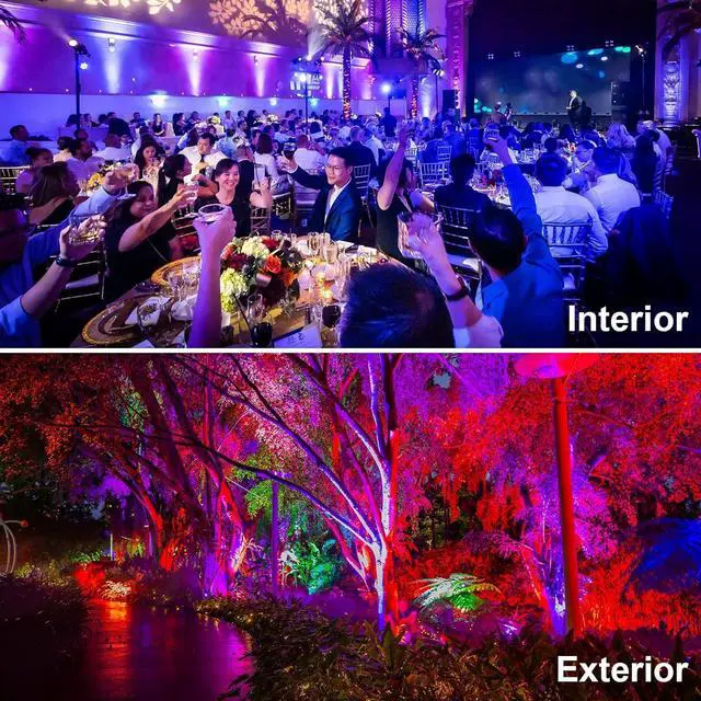 Alt view image 6 of 7 - Led Flood Light 60W, 600W Equivalent 6000 LM Outdoor RGB FloodLight with Remote Control, Stage Light Landscape Lighting 16 Million Colors, DIY Scenes - Timing - Music Sync, 2700K & IP66 (2 Pack)