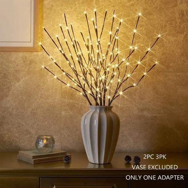 Alt view image 2 of 7 - Vanthylit Set of 2 3PK 30" Brown Lighted Twig Stakes 120 Warm White Pathway Light for Outdoor and Indoor (Vase Excluded)