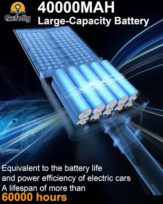 Alt view image 4 of 7 - Gefolly SL-9500W Solar Street Light Outdoor 600000LM Commercial Parking Lot Lights Dusk to Dawn 6500K Flood Security Light IP67 Lamp with Motion Sensor for Basketball Court, Yard, Road