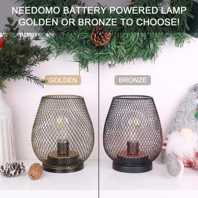 Alt view image 6 of 7 - NEEDOMO 2 Pack Battery Operated Lamp Outdoor Table Lantern, LED Table Lantern with Timer Mode, Vintage Decorative Lights Cordless Lamp Indoor Outdoor Patio Bedroom Living Room with LED Bulb