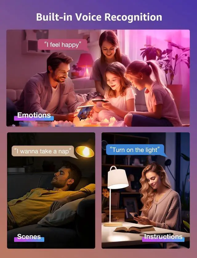 Alt view image 4 of 7 - Lepro BR1 AI LED Smart Bulbs - AI Generated Lighting, LightGPM 2 with LLM, LightBeats Music Sync, Voice Control Via App, RGBWW Colors, Compatible with Alexa & Google Assistant, BR30 E26 8W, 4 Packs