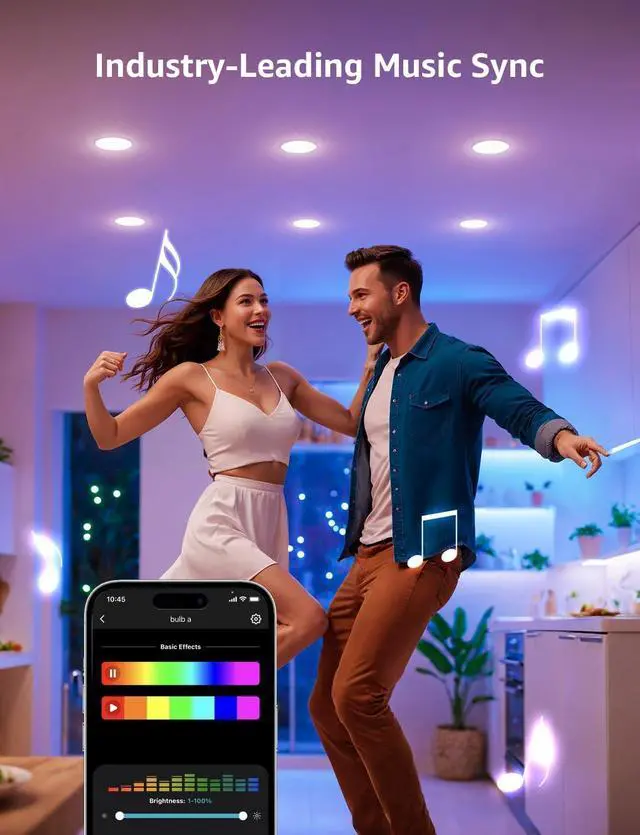 Alt view image 5 of 7 - Lepro BR1 AI LED Smart Bulbs - AI Generated Lighting, LightGPM 2 with LLM, LightBeats Music Sync, Voice Control Via App, RGBWW Colors, Compatible with Alexa & Google Assistant, BR30 E26 8W, 4 Packs