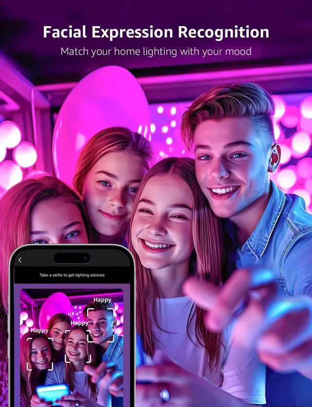 Alt view image 6 of 7 - Lepro BR1 AI LED Smart Bulbs - AI Generated Lighting, LightGPM 2 with LLM, LightBeats Music Sync, Voice Control Via App, RGBWW Colors, Compatible with Alexa & Google Assistant, BR30 E26 8W, 4 Packs