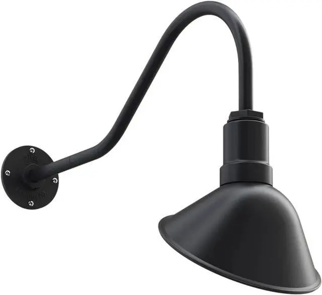 Main image of Steel Lighting Co. Venice Store Sign Light | for Outdoor Restaurant Accent Wall | 9 inch Dome | 23 inch Gooseneck | Made in America | Matte Black Exterior/White Interior