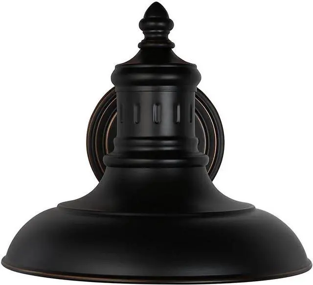 Alt view image 7 of 7 - Design House 516732 Monterey Industrial Modern 1-Light Indoor/Outdoor Wall Mount with Metal Shade for Porch Entryway Barn, Oil Rubbed Bronze