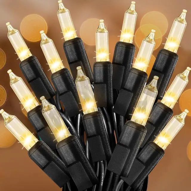 Main image of Clear Christmas Lights 50FT 200 Count Incandescent Bulbs Warm White Mini Lights with Black Wire for Christmas Tree, Garland, Wedding, Party, Home, Indoor & Outdoor Festival Decoration