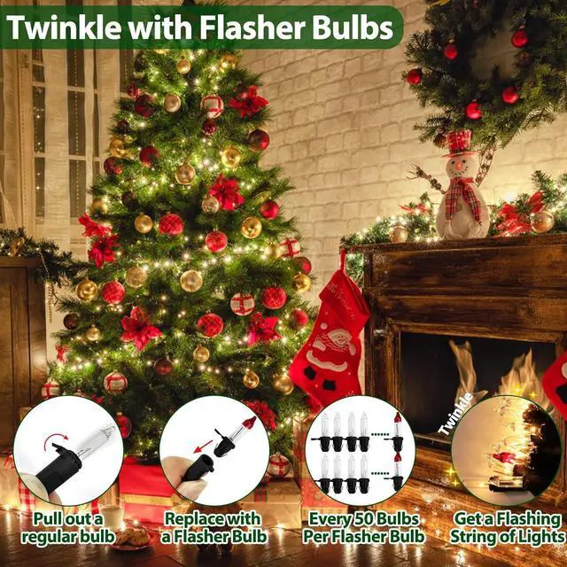 Alt view image 4 of 7 - Clear Christmas Lights 50FT 200 Count Incandescent Bulbs Warm White Mini Lights with Black Wire for Christmas Tree, Garland, Wedding, Party, Home, Indoor & Outdoor Festival Decoration