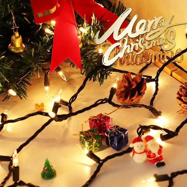 Alt view image 6 of 7 - Clear Christmas Lights 50FT 200 Count Incandescent Bulbs Warm White Mini Lights with Black Wire for Christmas Tree, Garland, Wedding, Party, Home, Indoor & Outdoor Festival Decoration