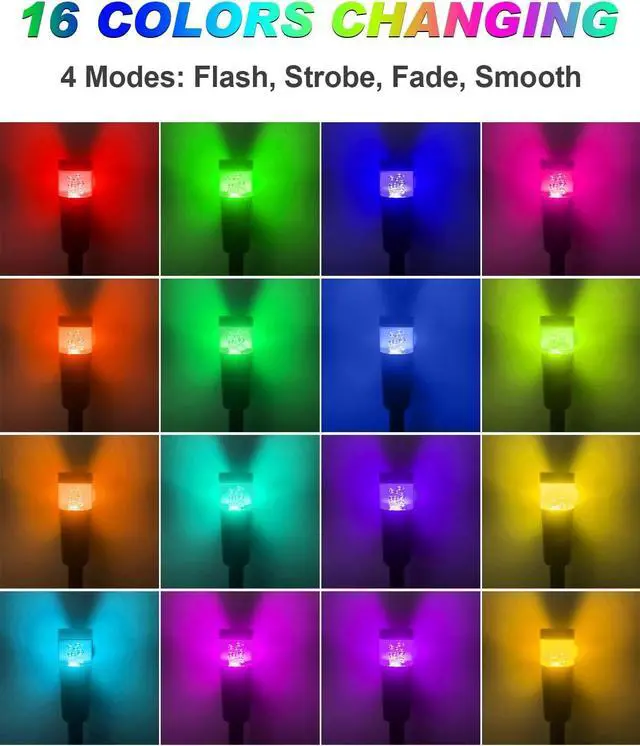 Alt view image 4 of 7 - 5W RGBW Low Voltage Landscape Pathway Lights with Connectors 12V Outdoor Color Changing Landscape Lighting LED Bollard Path Lights Wired Waterproof Walkway Light for Garden Yard (12 Pack)