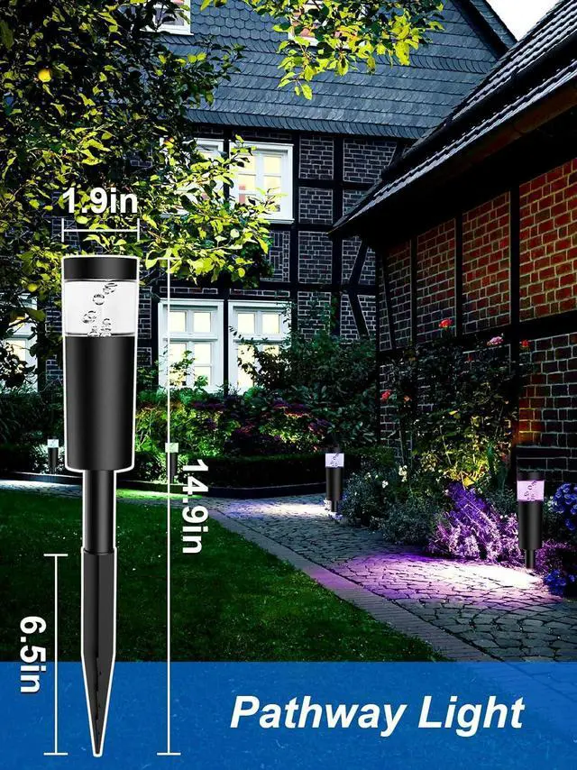 Alt view image 7 of 7 - 5W RGBW Low Voltage Landscape Pathway Lights with Connectors 12V Outdoor Color Changing Landscape Lighting LED Bollard Path Lights Wired Waterproof Walkway Light for Garden Yard (12 Pack)