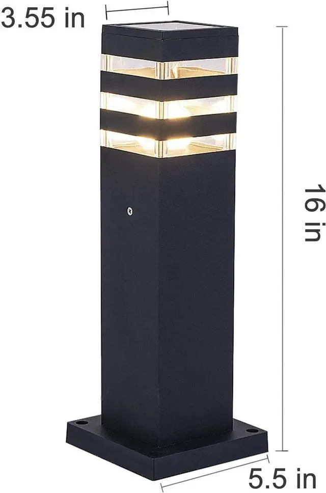 Alt view image 3 of 7 - Pathway Lights Post Lights IP55 Waterproof Outdoor Lamp Post Lawn Light Floor Lamp E26 Lampholder Hardwired Suitable for 12V / 24V / 120V Voltage16in, Black