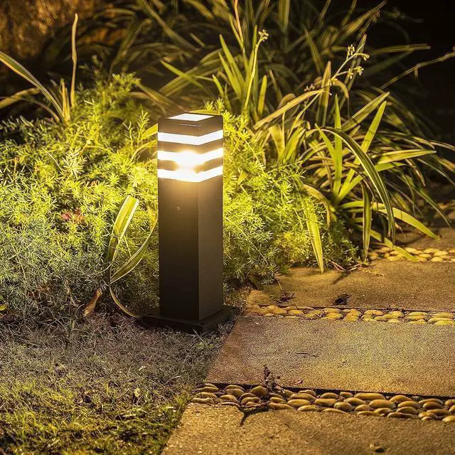 Alt view image 4 of 7 - Pathway Lights Post Lights IP55 Waterproof Outdoor Lamp Post Lawn Light Floor Lamp E26 Lampholder Hardwired Suitable for 12V / 24V / 120V Voltage16in, Black