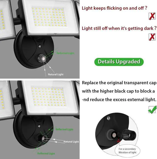 Alt view image 4 of 7 - iMaihom 100W Dusk to Dawn Outdoor Lighting, 9000LM LED Flood Lights Outdoor, 3 Adjustable Heads Security Lights with Photocell, IP65 Waterproof 6500K Floodlights for Yard Garage Patio