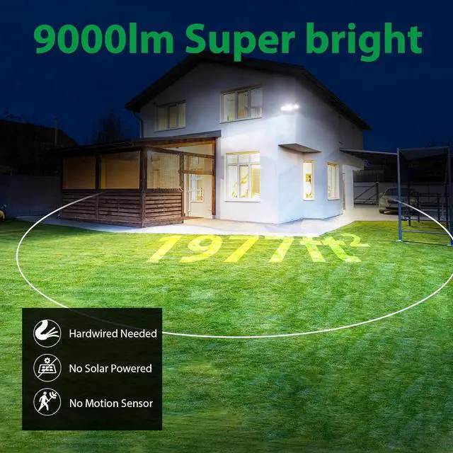 Alt view image 2 of 7 - iMaihom 100W Dusk to Dawn Outdoor Lighting, 9000LM LED Flood Lights Outdoor, 3 Adjustable Heads Security Lights with Photocell, IP65 Waterproof 6500K Floodlights for Yard Garage Patio