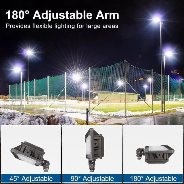Alt view image 4 of 7 - DAKASON 50W LED Flood Light Outdoor, Dusk-to-Dawn Photocell 180° Adjustable Knuckle, 6500LM 5000K Replaces 150-200W HPS/MH, IP65 Waterproof Outdoor Security Lighting Fixture, 100-277Vac, ETL Listed