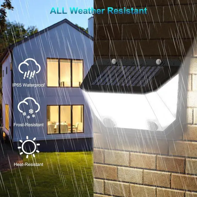 Alt view image 5 of 7 - Kasonic Solar Lights Outdoor, 122 LEDs Motion Sensor Lights with 300° Wide Angle, Ultra-Bright Solar Security Wall Lights for Outside Garden Patio Fence Stairway, Cool White-2 Pack