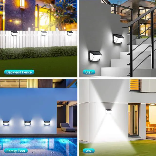 Alt view image 7 of 7 - Kasonic Solar Lights Outdoor, 122 LEDs Motion Sensor Lights with 300° Wide Angle, Ultra-Bright Solar Security Wall Lights for Outside Garden Patio Fence Stairway, Cool White-2 Pack