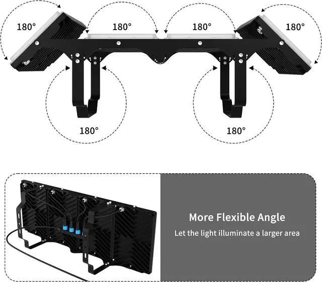 Alt view image 7 of 7 - 800W LED Flood Light Outdoor, 80000lm 6000K Daylight White IP66 Waterproof, Commercial Parking Lot Light,4 Heads for Street Stadium House Floodlight Bright Security Lights for Outdoor Area