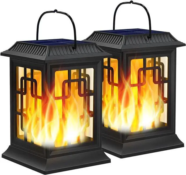 Main image of Solar Lanterns Outdoor Waterproof, Hanging Solar Lights for Outside Black Hanging Solar Powered Lantern Decorative for Garden Yard Patio, 2 Pack