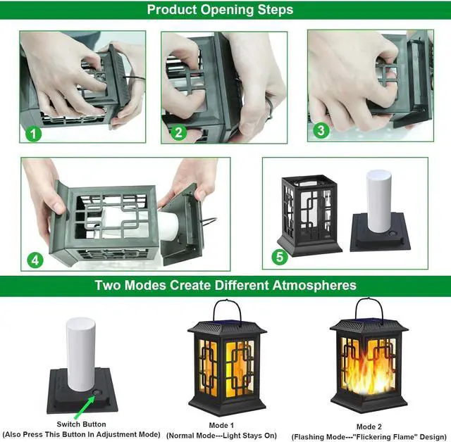 Alt view image 6 of 7 - Solar Lanterns Outdoor Waterproof, Hanging Solar Lights for Outside Black Hanging Solar Powered Lantern Decorative for Garden Yard Patio, 2 Pack