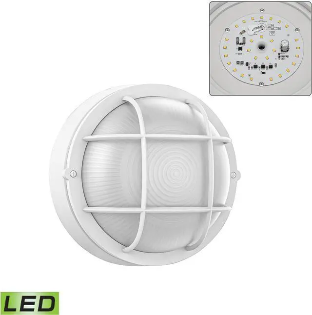 Alt view image 7 of 7 - Faymart 8" Bulkhead LED Light White Round, Nautical Outdoor Wall Light, 3000K, 1500LM, 15W, Waterproof, Rust-Proof, Modern White Round Bulkhead Light