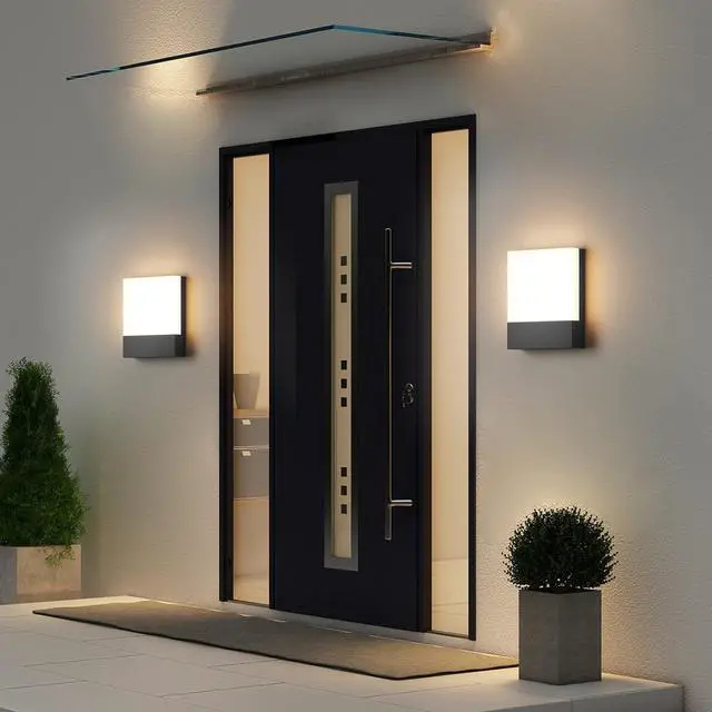 Alt view image 2 of 7 - 2-Pack Modern Outdoor LED Wall Light,24W 3000K Wall Porch&Patio Light,IP65 Led Exterior Wall Lights Fixtures,Low Profile Wall Sconce for House Yard Garage Walkway Garden(Black)