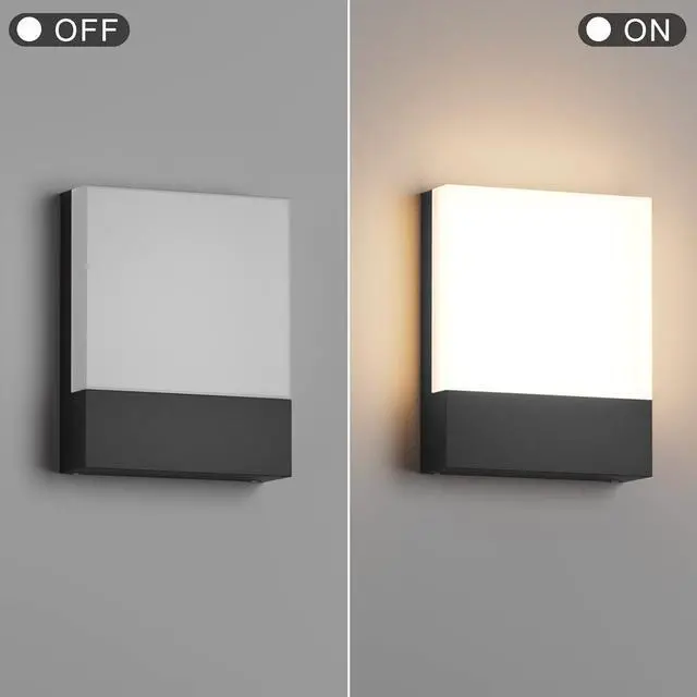 Alt view image 6 of 7 - 2-Pack Modern Outdoor LED Wall Light,24W 3000K Wall Porch&Patio Light,IP65 Led Exterior Wall Lights Fixtures,Low Profile Wall Sconce for House Yard Garage Walkway Garden(Black)