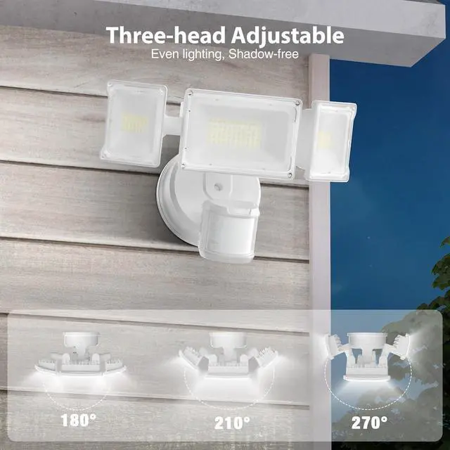 Alt view image 5 of 7 - Olafus 75W Motion Sensor Outdoor Lights, 7000lm Motion Flood Light Dusk to Dawn, IP65 Waterproof LED Security Floodlights, 6500K Motion Detector Lights for Outside, White