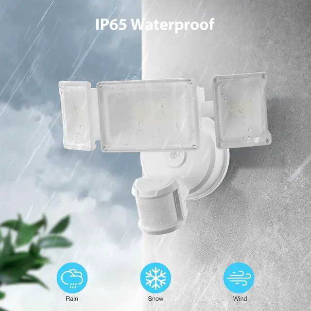 Alt view image 6 of 7 - Olafus 75W Motion Sensor Outdoor Lights, 7000lm Motion Flood Light Dusk to Dawn, IP65 Waterproof LED Security Floodlights, 6500K Motion Detector Lights for Outside, White