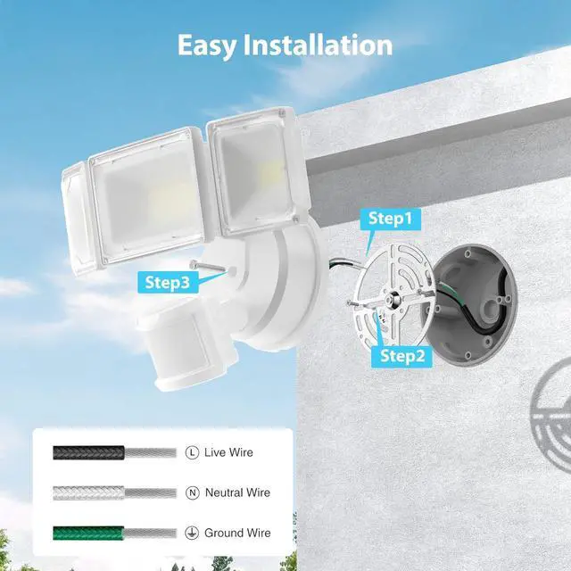 Alt view image 7 of 7 - Olafus 75W Motion Sensor Outdoor Lights, 7000lm Motion Flood Light Dusk to Dawn, IP65 Waterproof LED Security Floodlights, 6500K Motion Detector Lights for Outside, White