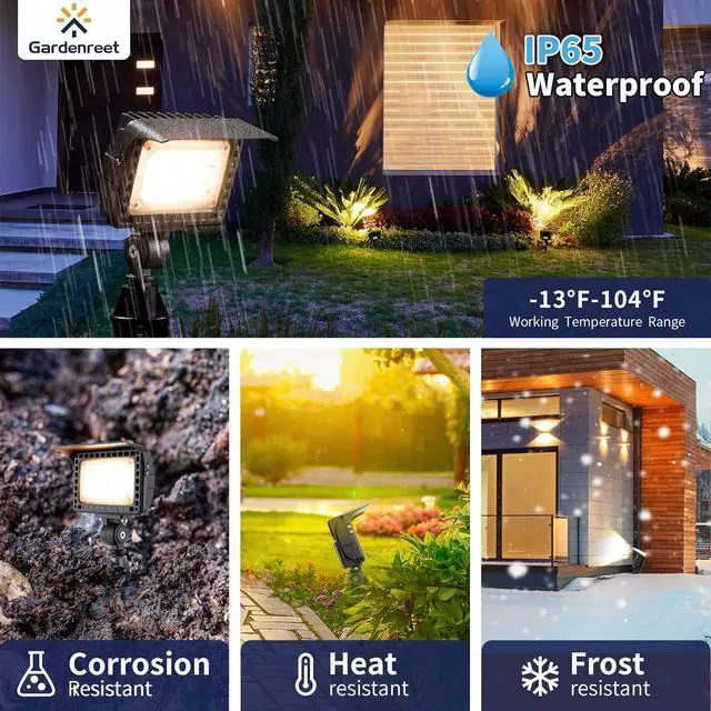 Alt view image 4 of 7 - Low Voltage LED Flood Light - 7W Landscape Wall Wash Light, 12V Outdoor IP65 Waterproof Angle Adjustable, Warm White Wide Beam Hardwired Aluminum Brown for Garden Yard Patio House
