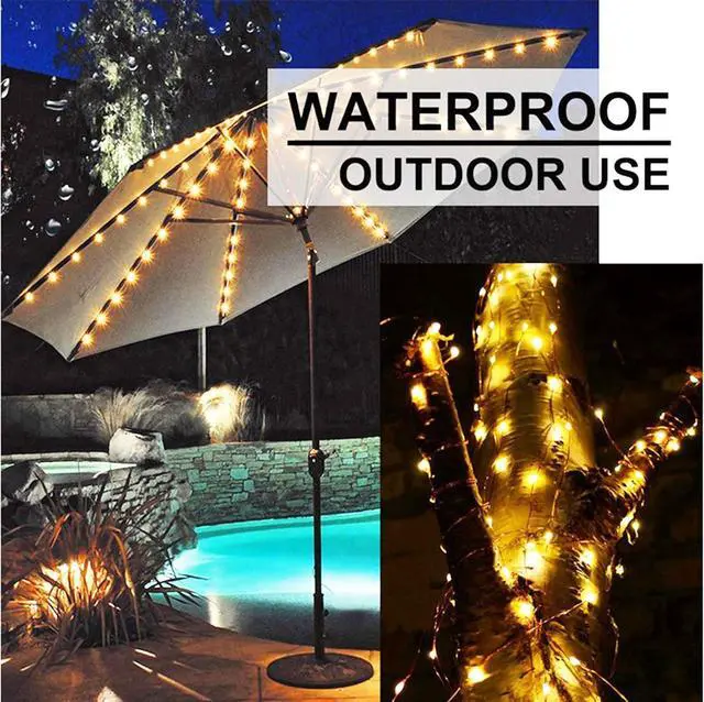Alt view image 3 of 7 - 2 Pack 220 LED Firefly Bunch Lights Battery Operated, 8 Flashing Modes Waterproof Copper Wire Waterfall Lights, Remote Controlled Timer and Hooks, Fairy Lights for Indoor Outdoor Decor (Warm White)