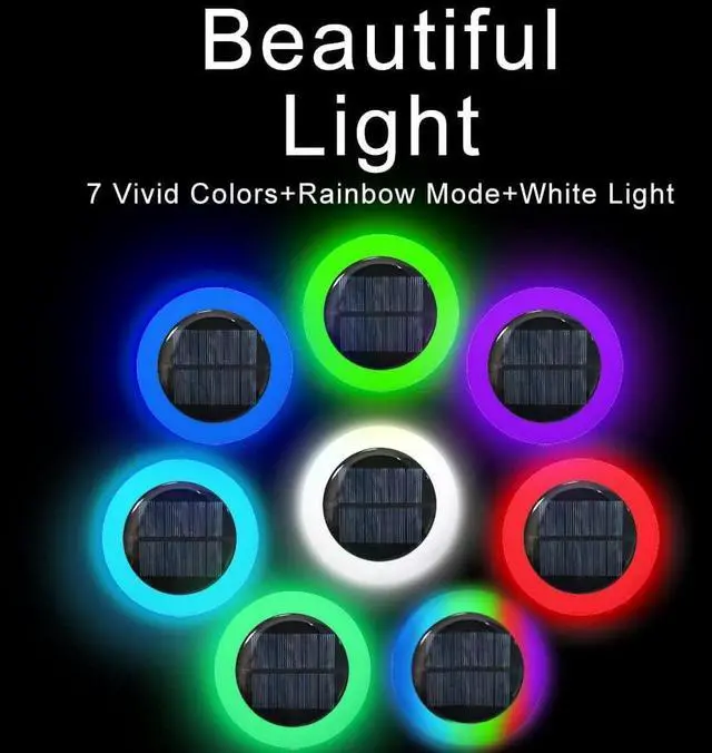 Alt view image 2 of 6 - 8 Pack 20 Lumens Colorized Solar Ground Lights,Solar Pool Lights with Mutiple Color Functions for Pool Area, Pathway, Patio, Yard, Path, Lawn and Garden